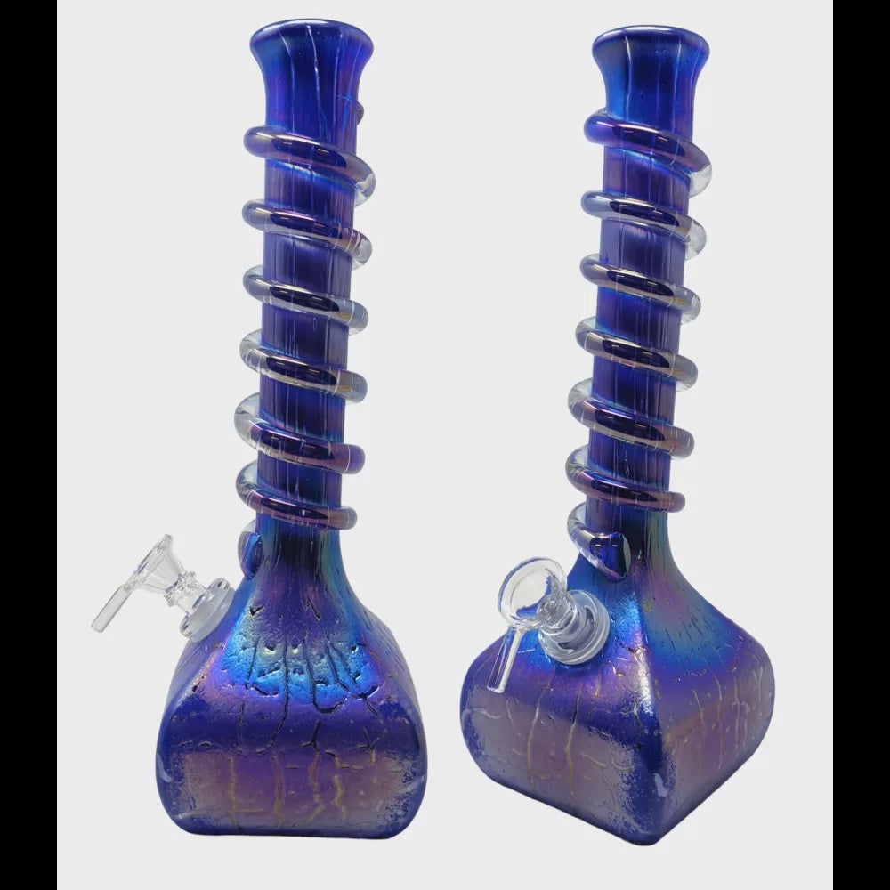 12" Mini Eiffel Tower with Rings Soft Glass Water Pipe - Glass On Glass [E2102G]