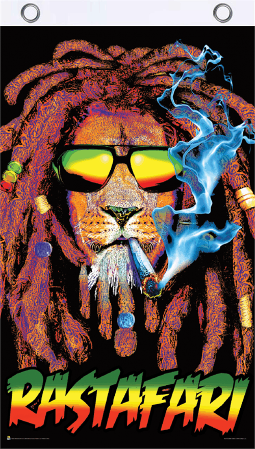 Rastafari Lion Blacklight Reactive Fly Flag