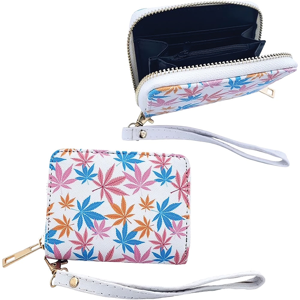 Leaf Print Wallet w/Wrist Strap
