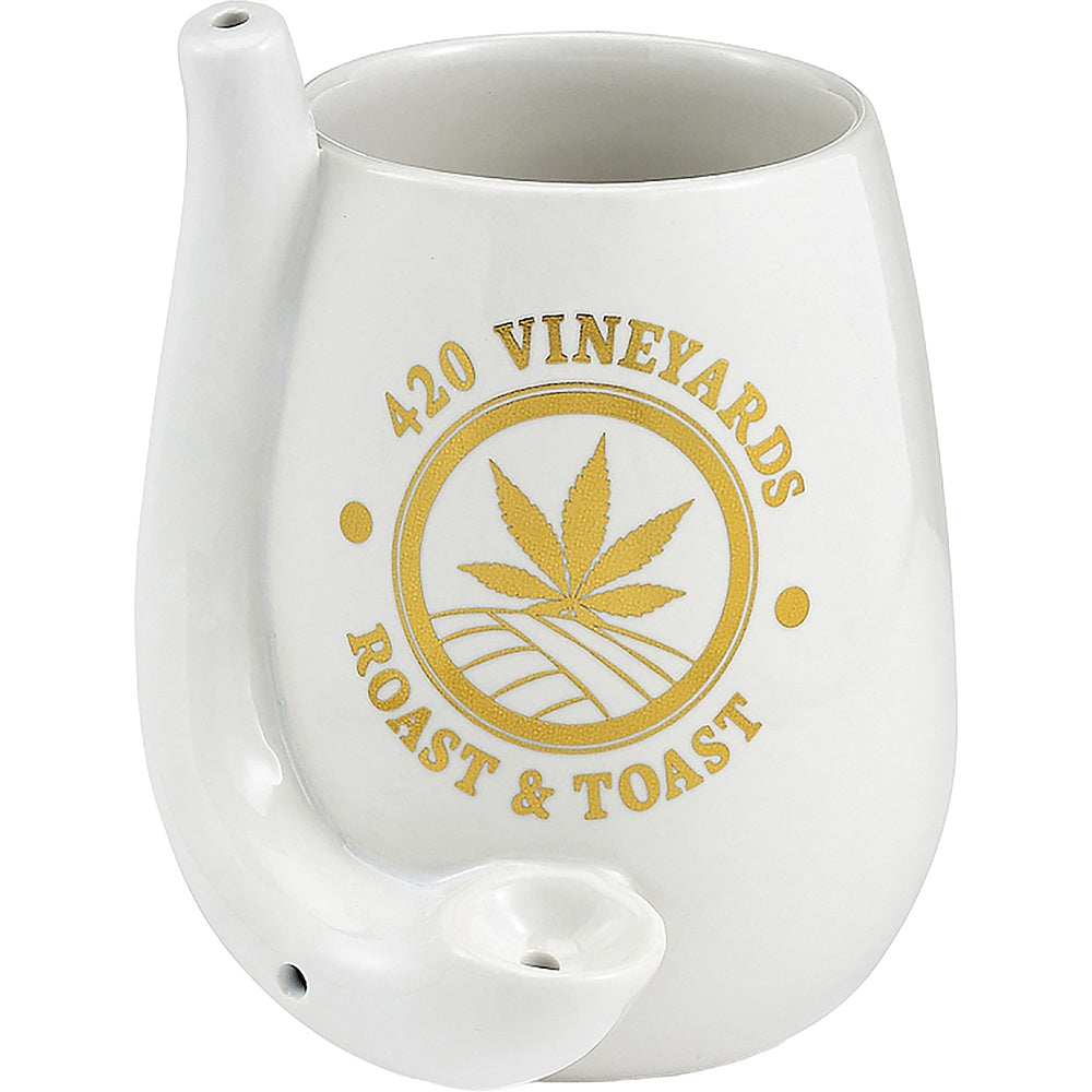 Stemless Wine Glass Pipe White Gold Logo 82563