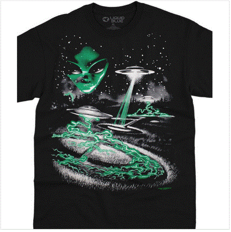 Liquid Blue - Alien Invasion Black T-Shirt