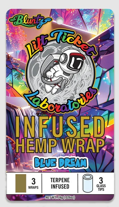 Lift Tickets Terp Infused Glass Tip Hemp Wraps - 3ct Blue Dream