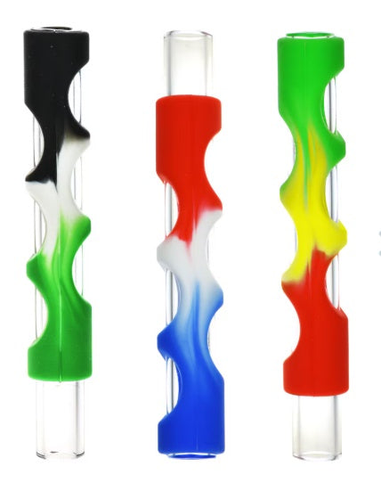 Holey Silicone Wrapped Glass One Hitter | 4" | Colors Vary