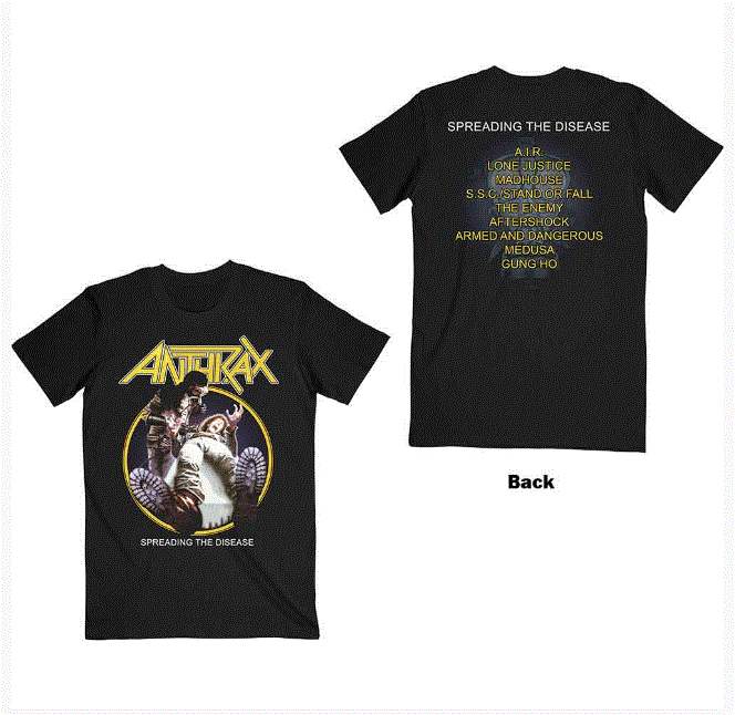 Rock Off - Anthrax 'Spreading The Disease Track List' Unisex T-Shirt