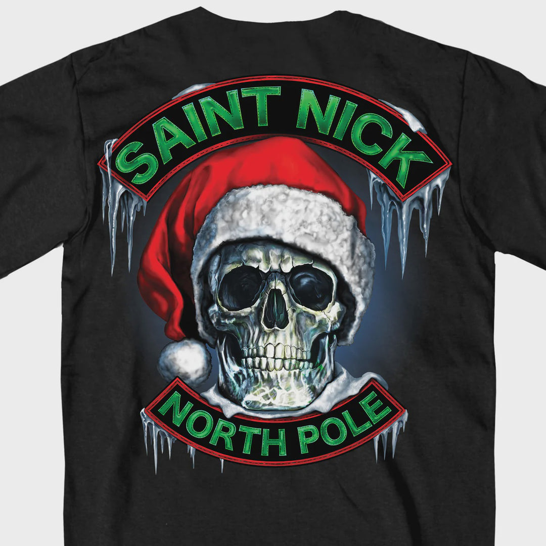 HOT LEATHERS MEN'S SAINT NICK BLACK T-SHIRT