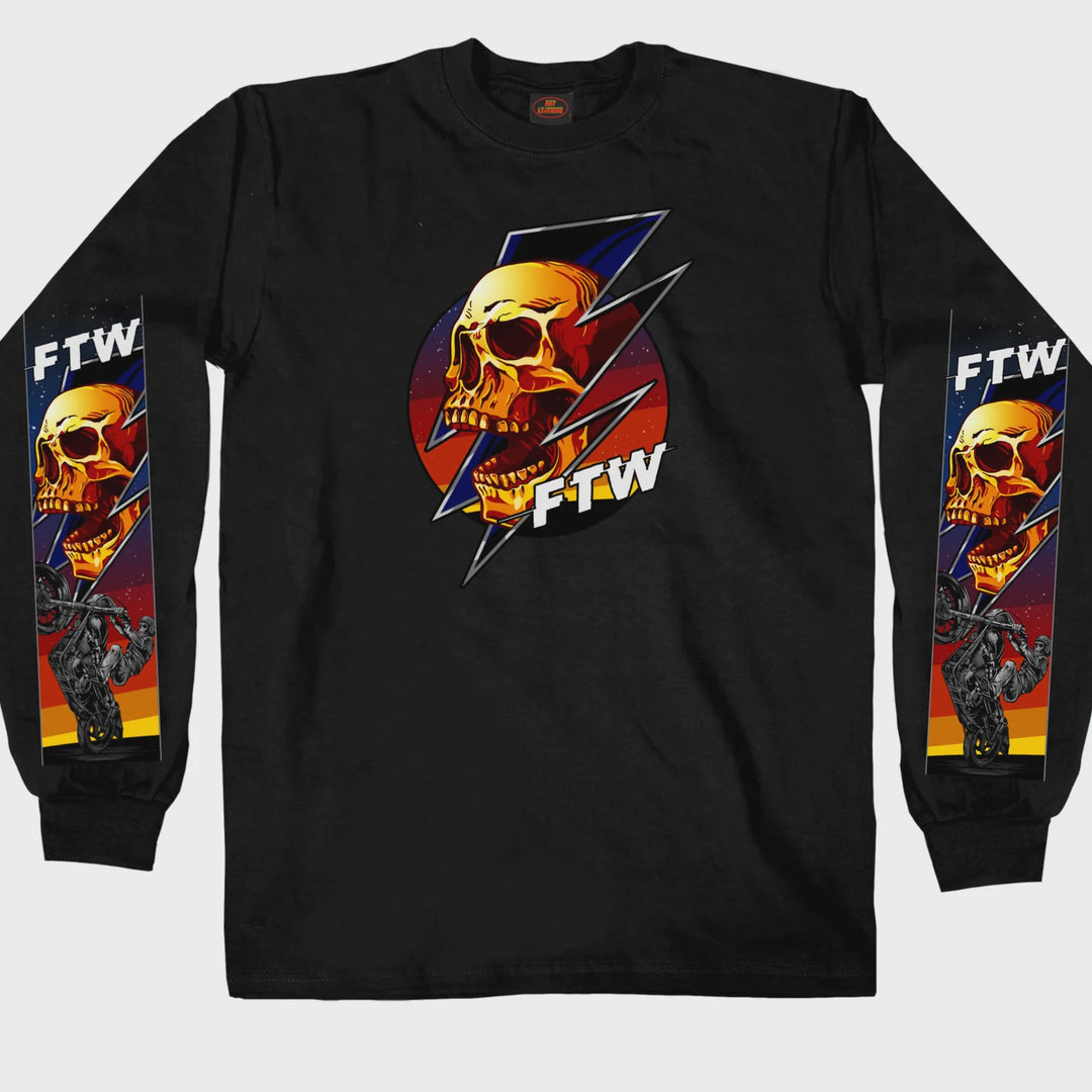 HOT LEATHERS FTW SKULL BLACK LONG SLEEVE SHIRT