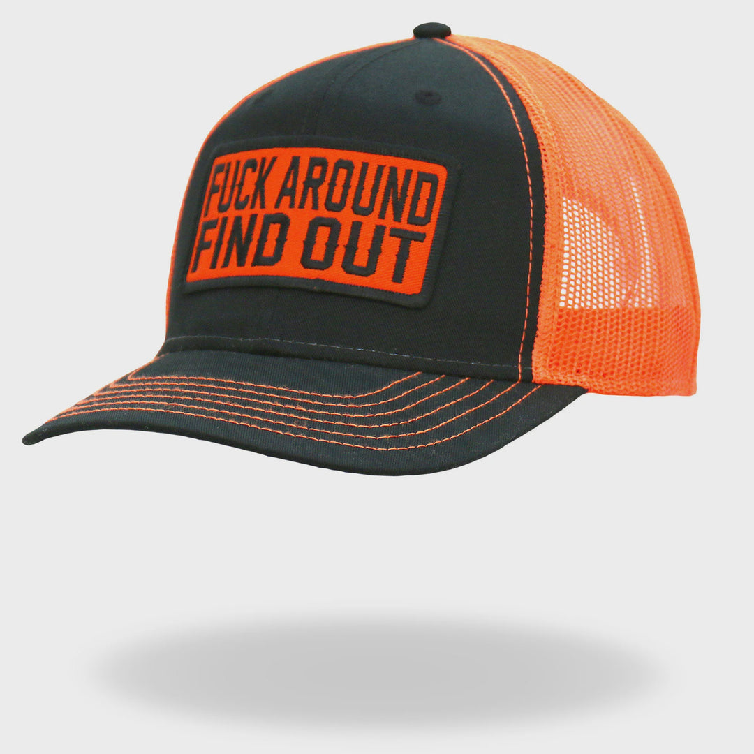 Hot Leathers F Around Find Out High Visibility Orange Trucker Hat