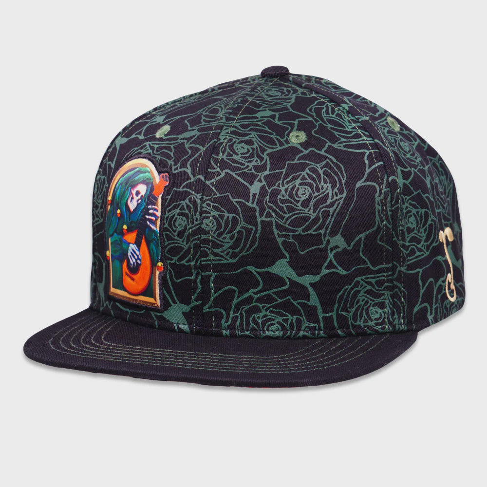 Stanley Mouse Mandolin Jester Never Summer Green Rose Snapback Hat