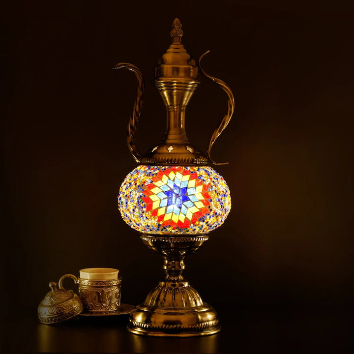 Marrakech Handmade Globe Teapot Turkish Mosaic Glass Table Lamp