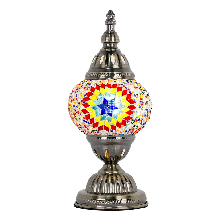 Marrakech Moroccan Tiffany Vintage Turkish Lamp w/Stained Glass Mosaic Shade YMA400