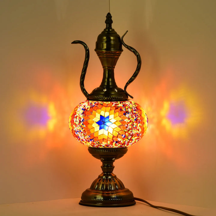 Marrakech Handmade Globe Teapot Turkish Mosaic Glass Table Lamp