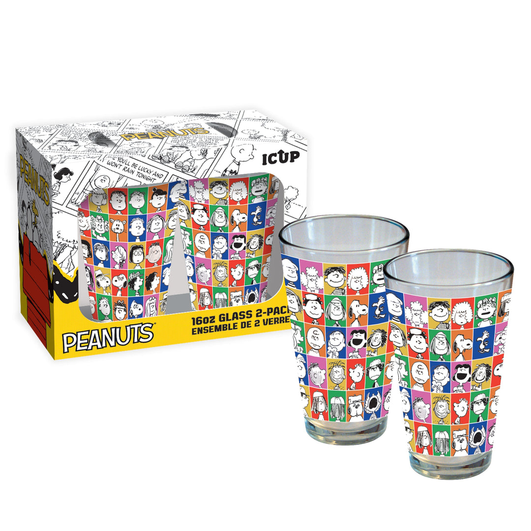 Peanuts Drinking Glass Set (2-Pack / 16oz) (75th Anniversary Edition)