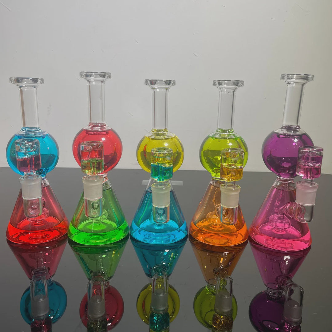 2-TONE GLYCERIN WATER PIPE ‘BALL’ | ASSORTED | WPHX-508 | 8″