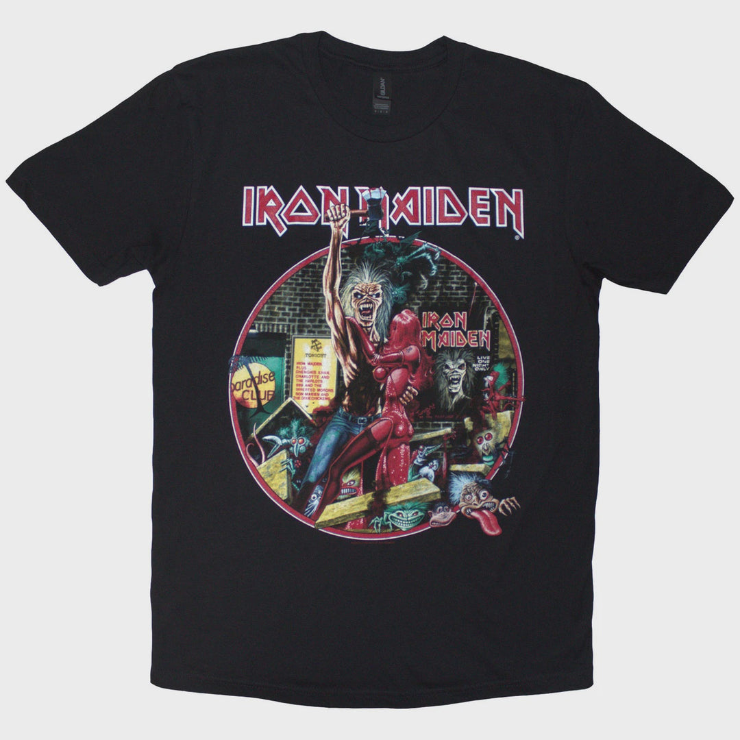Iron Maiden Unisex T-Shirt: Paradise Club Circle (Black)