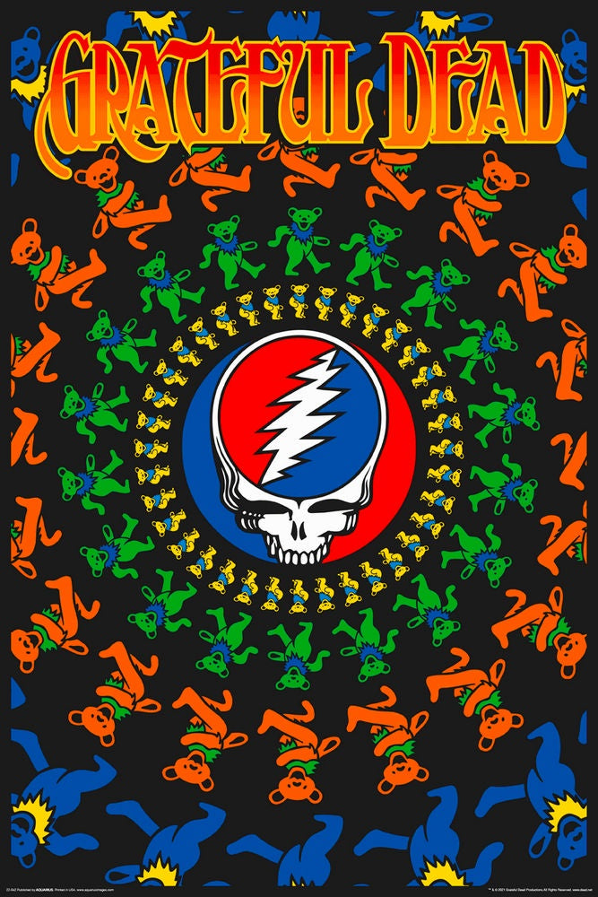Grateful Dead - Bear Circle - Non Flocked Blacklight Poster