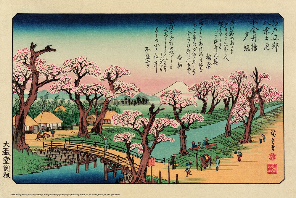 Hiroshige Evening Glow at Koganei Bridge Poster