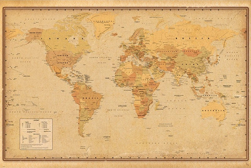 Harper Collins Antique Map Poster