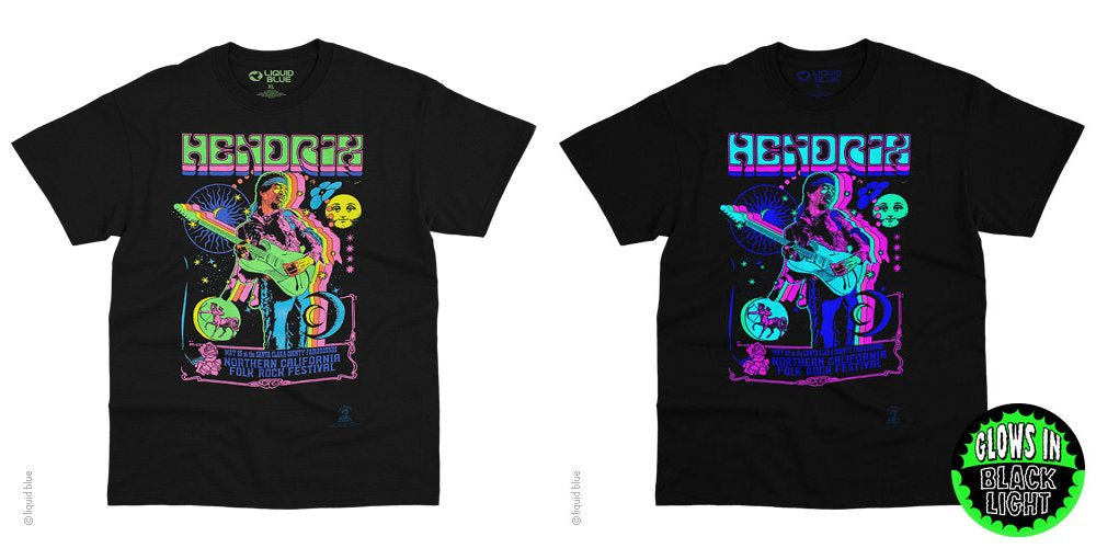 Jimi Hendrix Guitar Blacklight T-Shirt