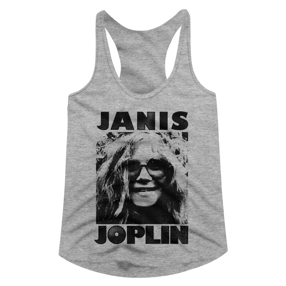 Janis Joplin Grey Ladies Slimfit Racerback