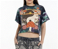 Kathmandu - Yin Yang w/Mushroom Print Cotton Crop Top