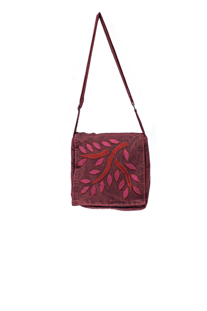 Falling Leaves Cotton Crossbody Flap Bag