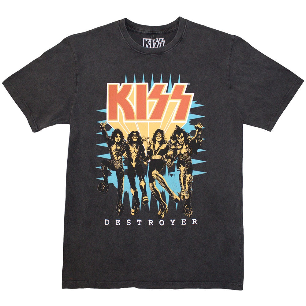 KISS Stone Wash T-Shirt: Destroyer 3D Logo