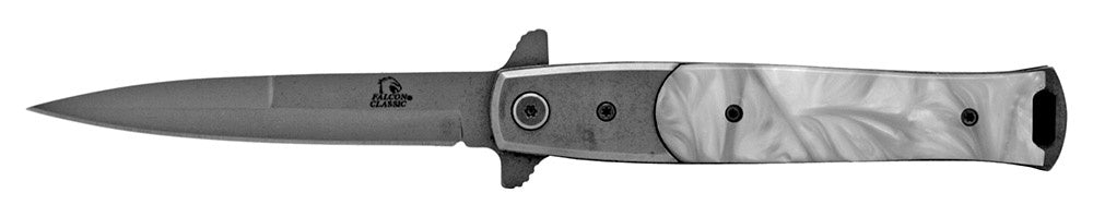 4.75" Spring Assisted Stiletto Folding Pocket Knife - Silver