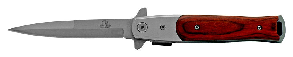 4.75" Spring Assisted Stiletto Folding Pocket Knife - Wooden