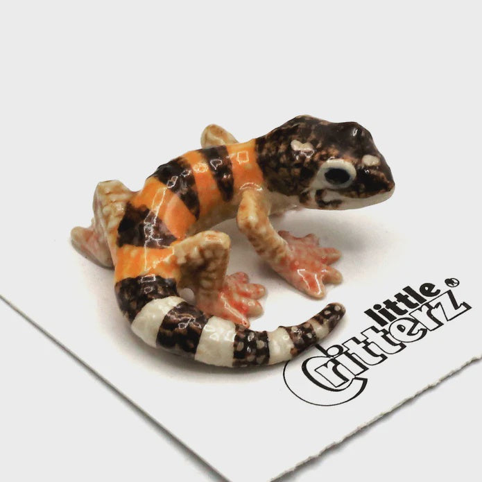 Leopard Gecko "Gladiator" - miniature porcelain figurine