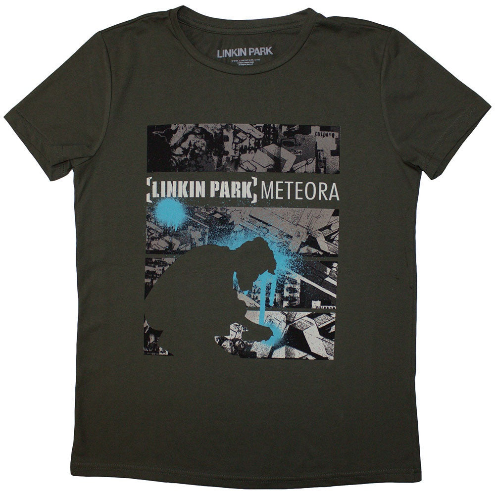 Linkin Park Ladies T-Shirt: Meteora Drip Collage (Green)