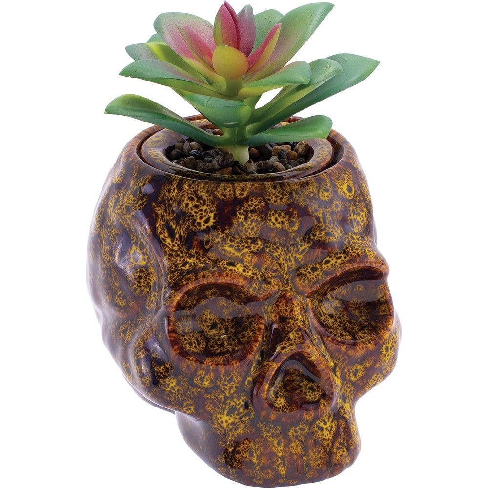 4.5" Yellow Skull Planter Stash Jar