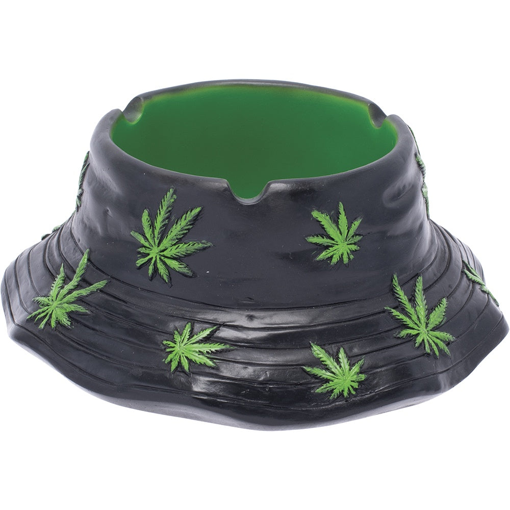 6in Black & Green Leaf Bucket Hat Ashtray