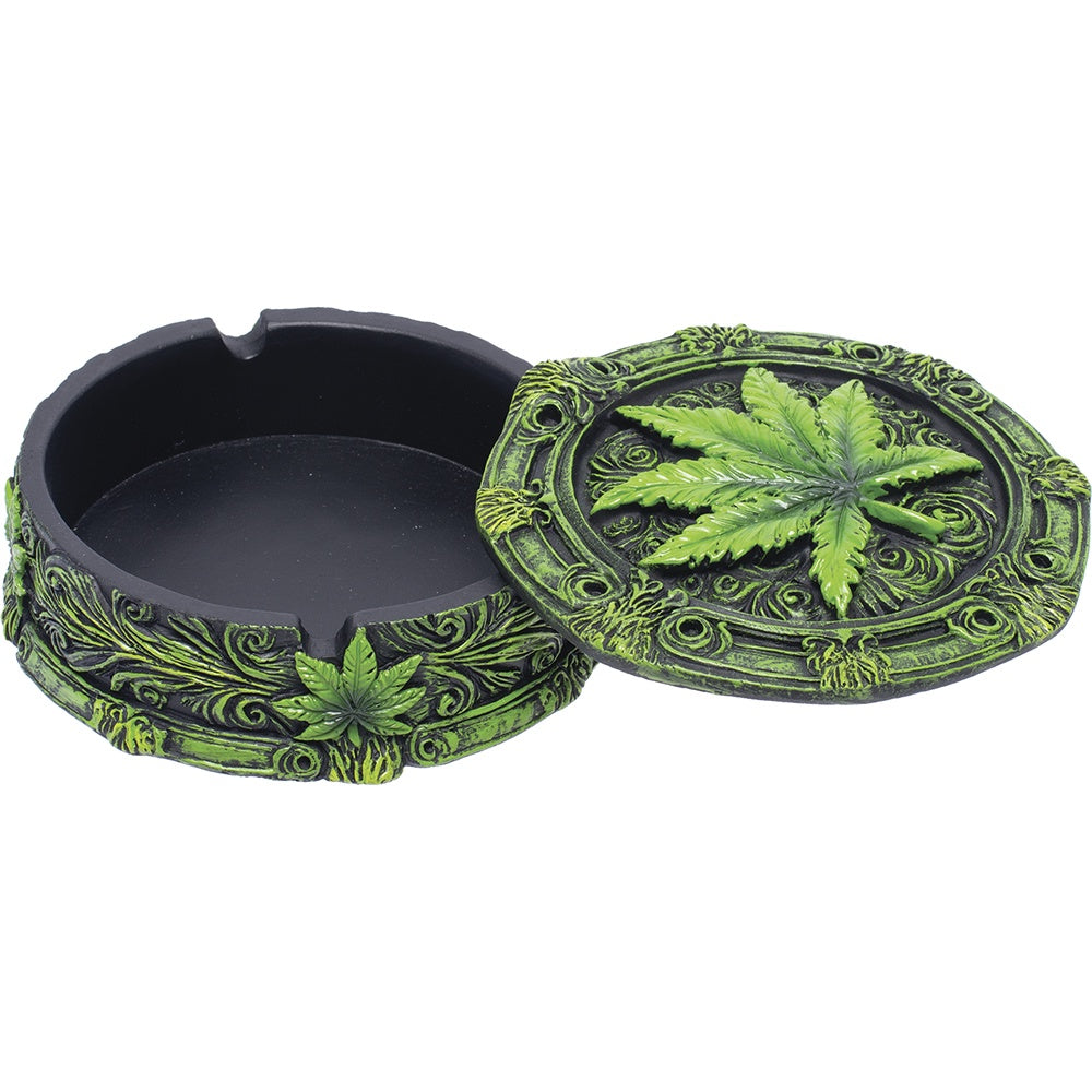 Leaf Covered Ashtray (4in x 4in x 2in)