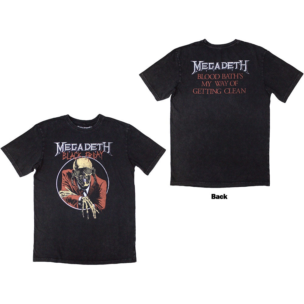 Megadeth Stone Wash T-Shirt: Black Friday (Back Print)