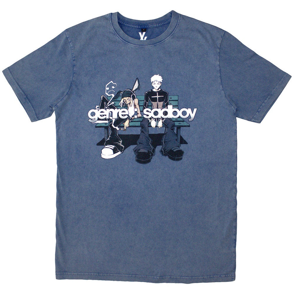 Machine Gun Kelly Unisex Stone Wash T-Shirt: Bench (Denim Blue)