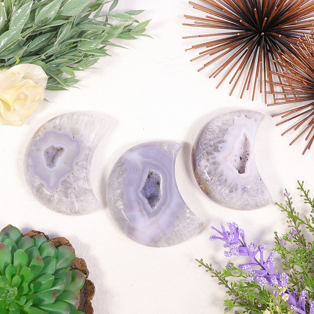 Druzy Agate Crystal - Cresent Moon