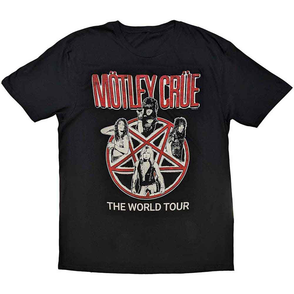 MOTLEY CRUE UNISEX T-SHIRT: VINTAGE WORLD TOUR