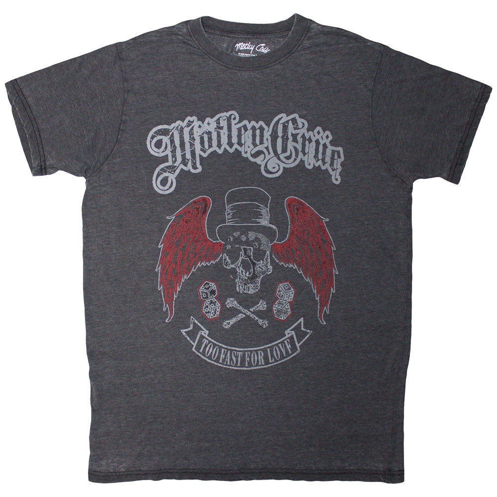 Motley Crue Unisex T-Shirt: Skull Wings (Black) (Wash Collection)