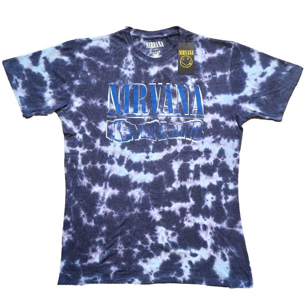 Nirvana Unisex T-Shirt - Nevermind Wavy Logo (Purple/Wash Dye)