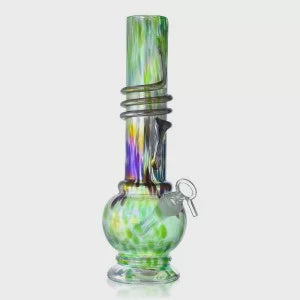 12" Round Bottom w/Coil Wrap Water Pipe Soft Glass