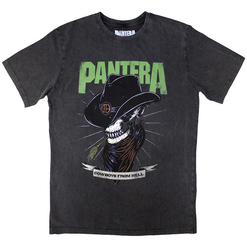 Pantera Unisex Stone Wash T-Shirt: Skeleton Cowboy