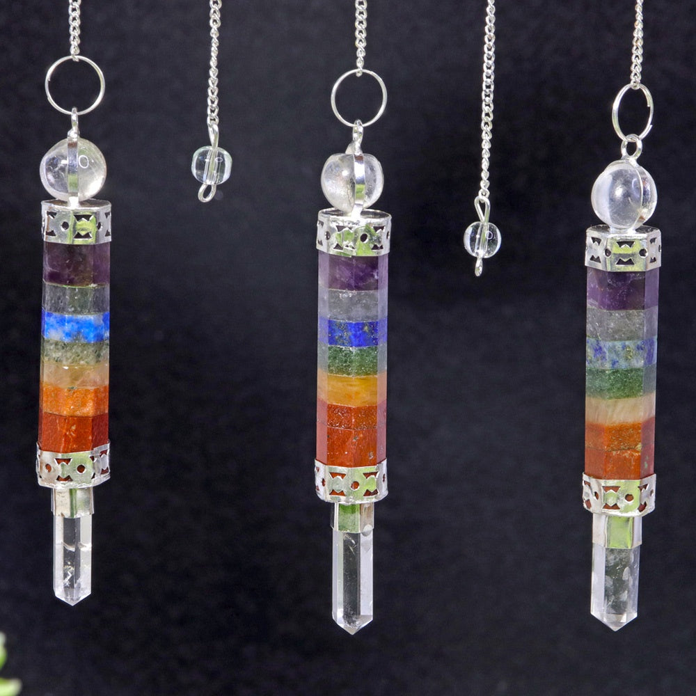 Chakra Bonded Pendulum w/Clear Quartz Point