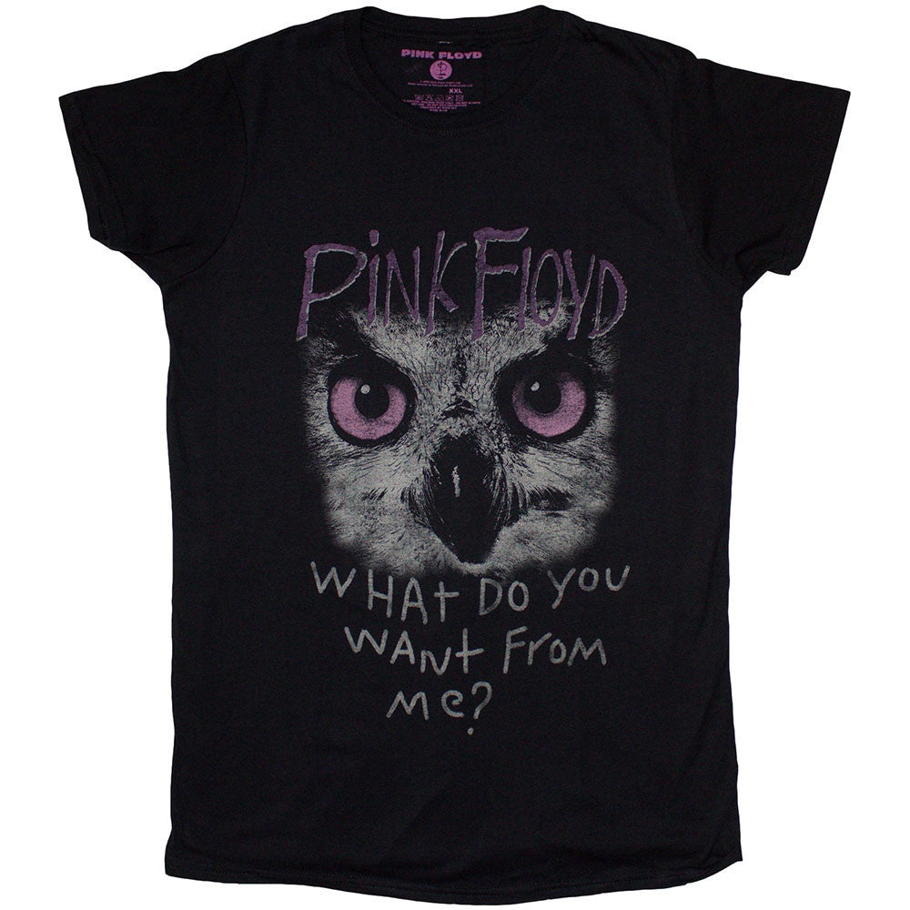 Pink Floyd Ladies T-Shirt: Owl - WDYWFM? (Black)