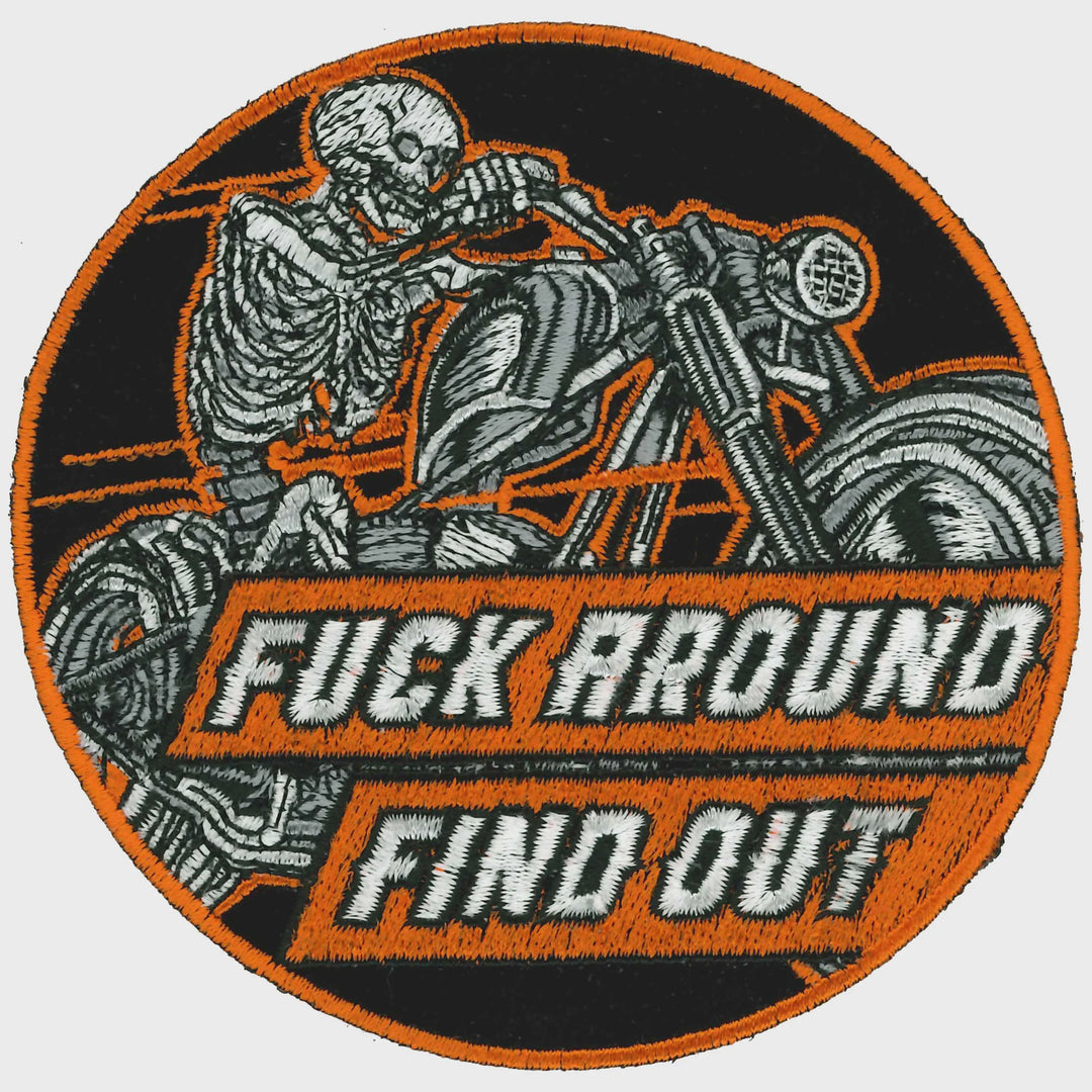 Hot Leathers F*** Around And Find Out Skeleton 4" Circle Patch