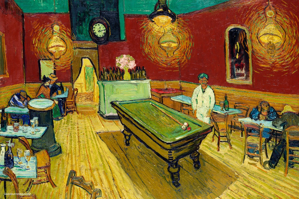 Night Cafe w/Pool Table Poster by Vincent Van Gogh