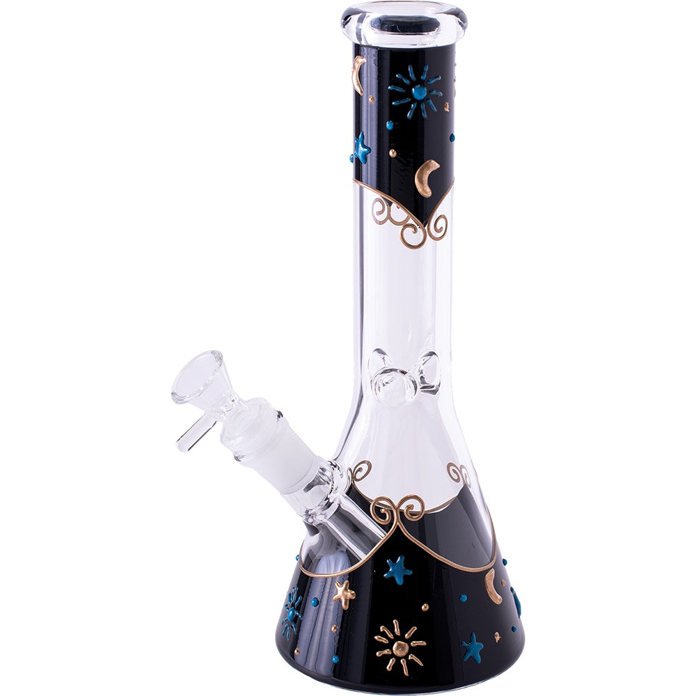 9.8in Starry Night Clay Decal Glass Water Pipe (Color Varys)