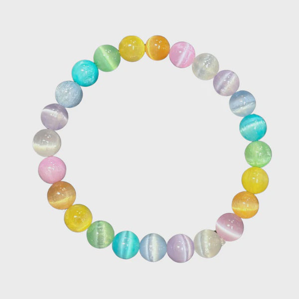 Rainbow Pastel Selenite 8mm Bracelet