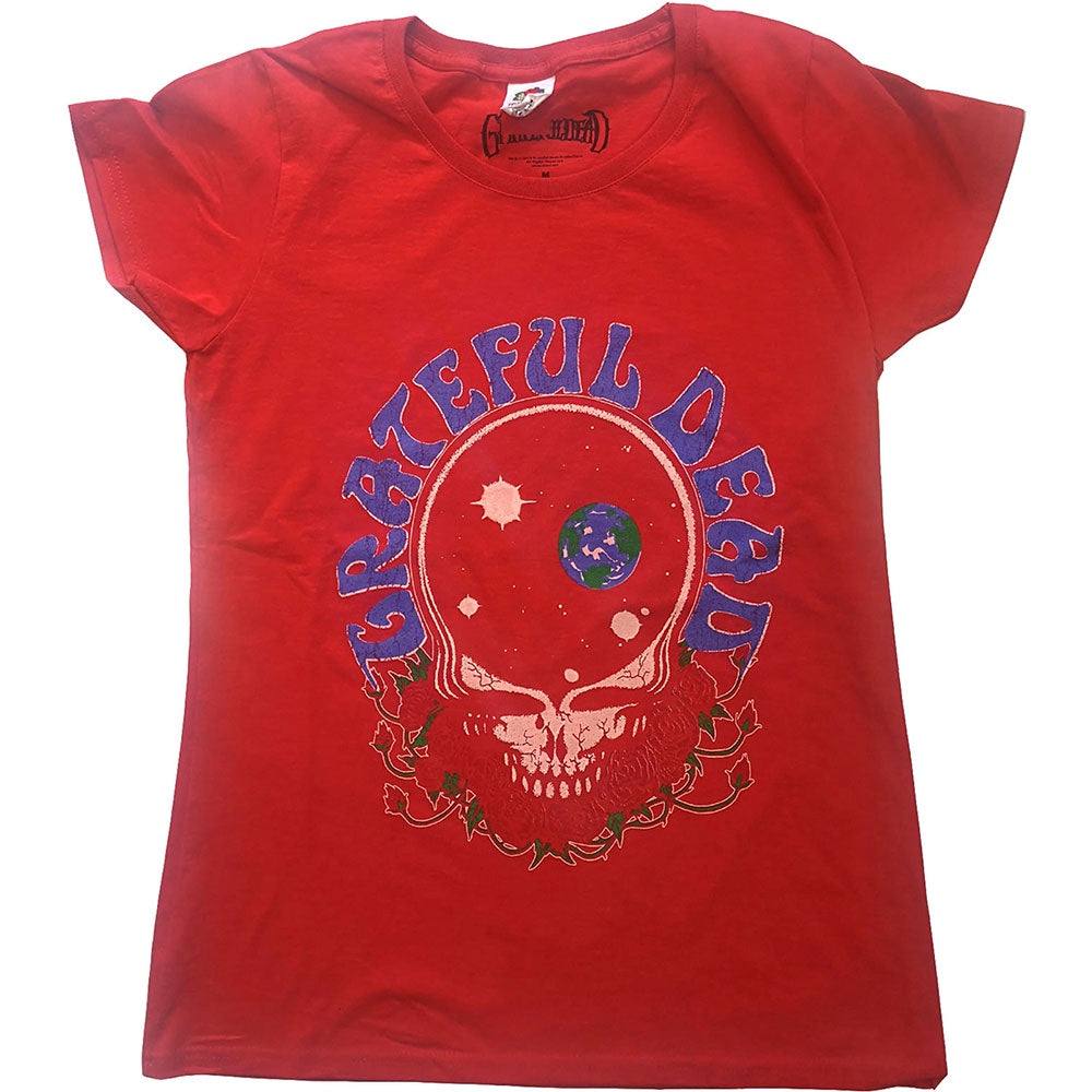 Grateful Dead Ladies T-Shirt - Space Your Face & Logo (Red)