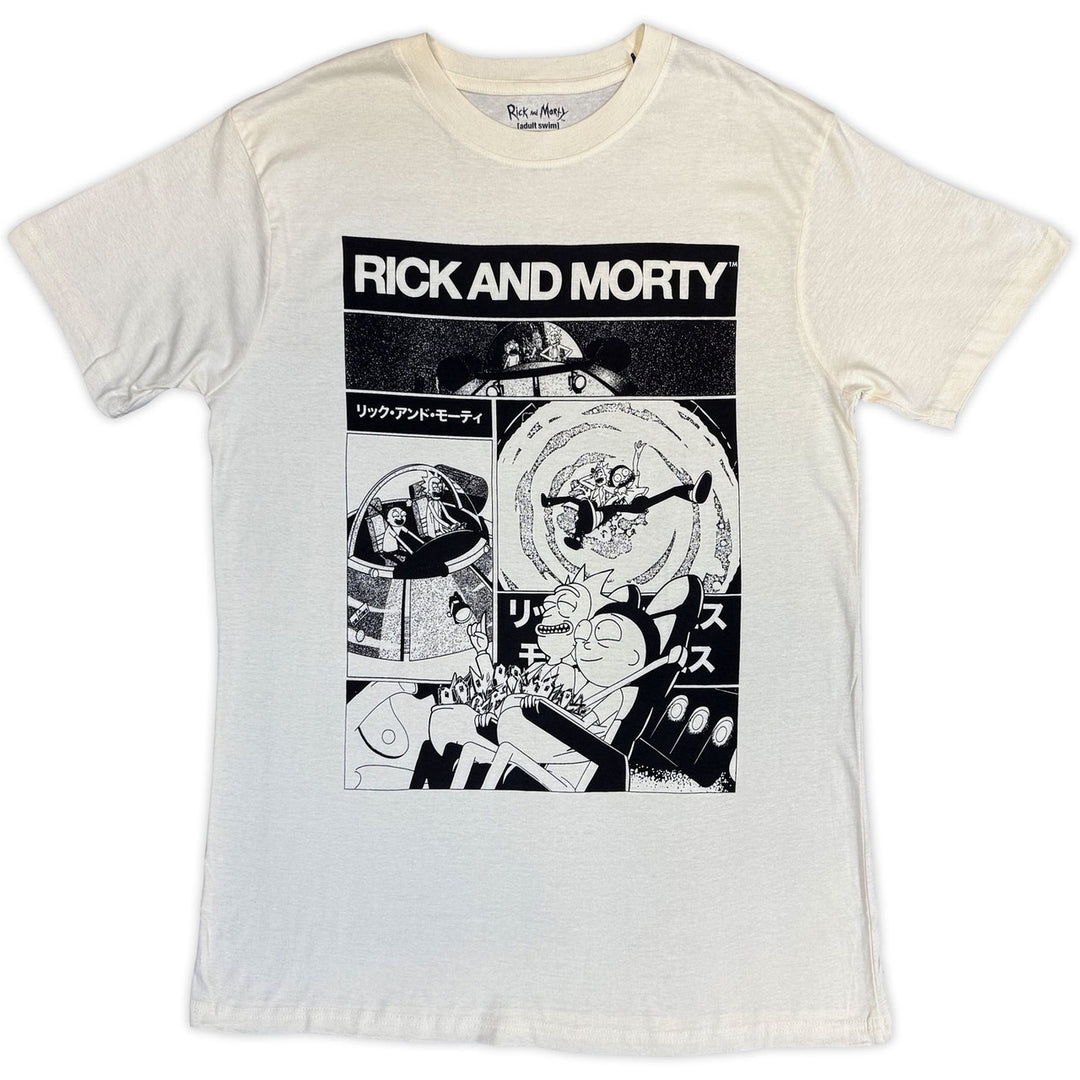 Rick & Morty Unisex T-Shirt: Black And White Collage (Natural)