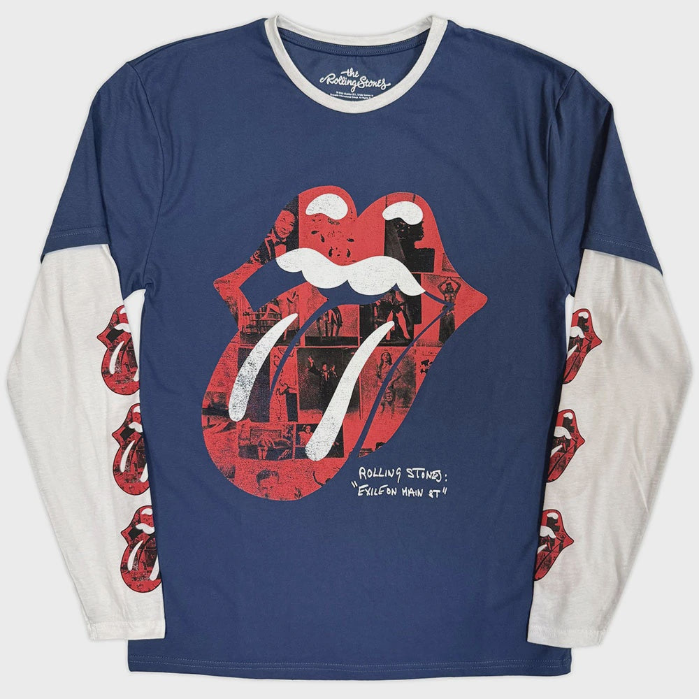 The Rolling Stones Unisex Layered L-Sleeve/T-Shirt: Collage Tongue